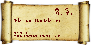 Nánay Harkány névjegykártya